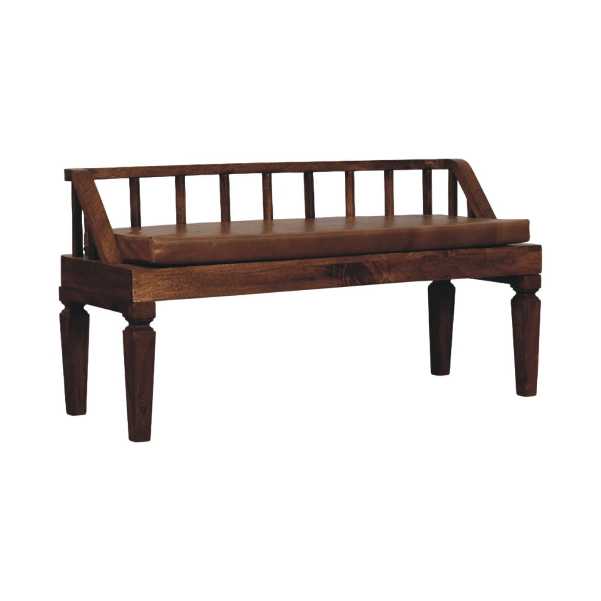 Artisan Furniture Solid Wood Bordeaux Leather Bench