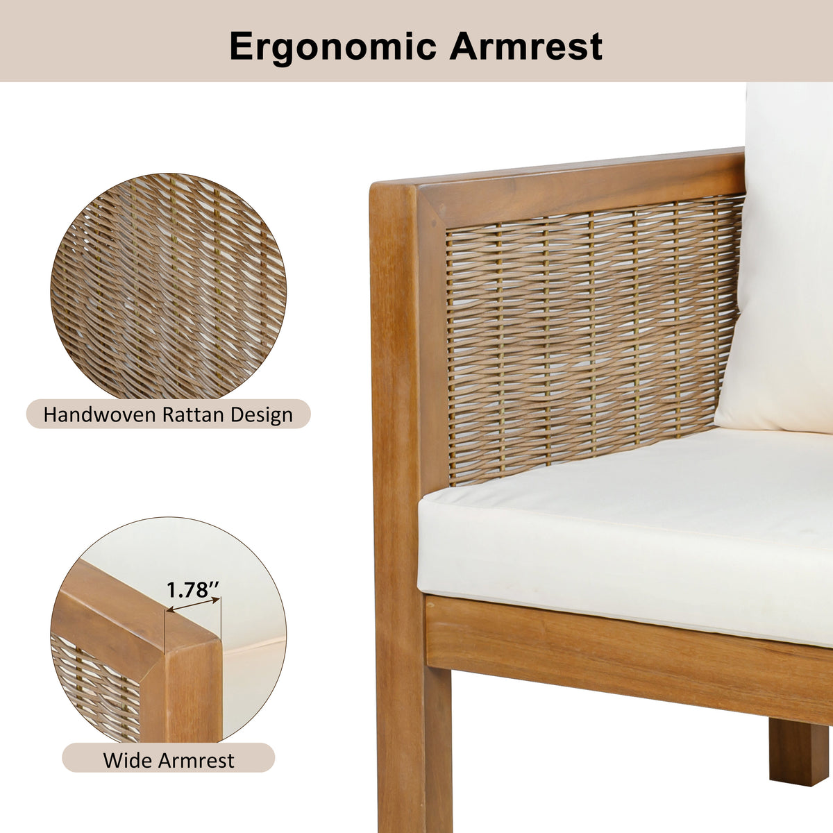4 Pieces Patio Sofa Set - Outdoor Seating Group for 5