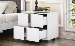 Elegant Nightstand with Metal Foot