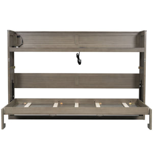 Murphy Bed With Desk, LED Light And USB Charging Station
