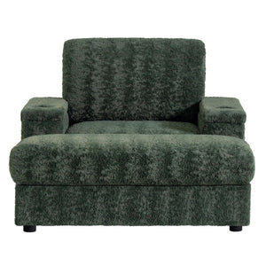 Oversized Chaise Lounge Indoor Rabbit Fur Sofa Bed With Storage Ottoman And Armrests Cup Holders With Deep Seat