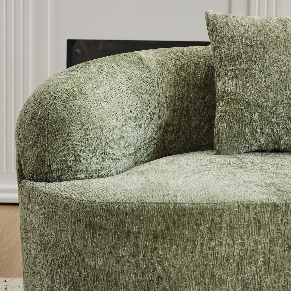 Curved Loveseat Sofa With Round Armrest