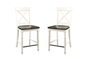 24" Tall Bar Stools (Set of 2) - Brown / White