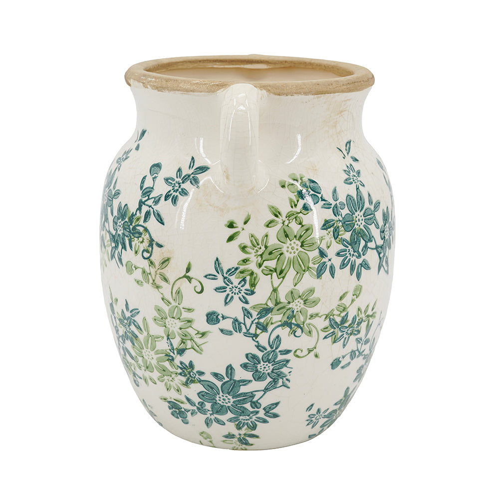 Floral Twin-Handle Vase