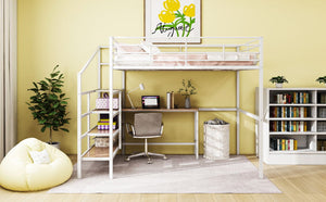 Loft Bed With Desk And Lateral Storage Ladder