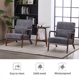 Accent Chair With Pillow And Wood Frame