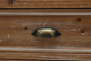 Rustic Wooden Storage Cabinet with Decorative Cutout Door & 3 Drawers