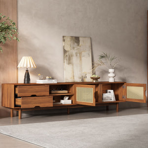 TV Stand For TVs Up To 85", Media Console With 2 Drawers - Walnut