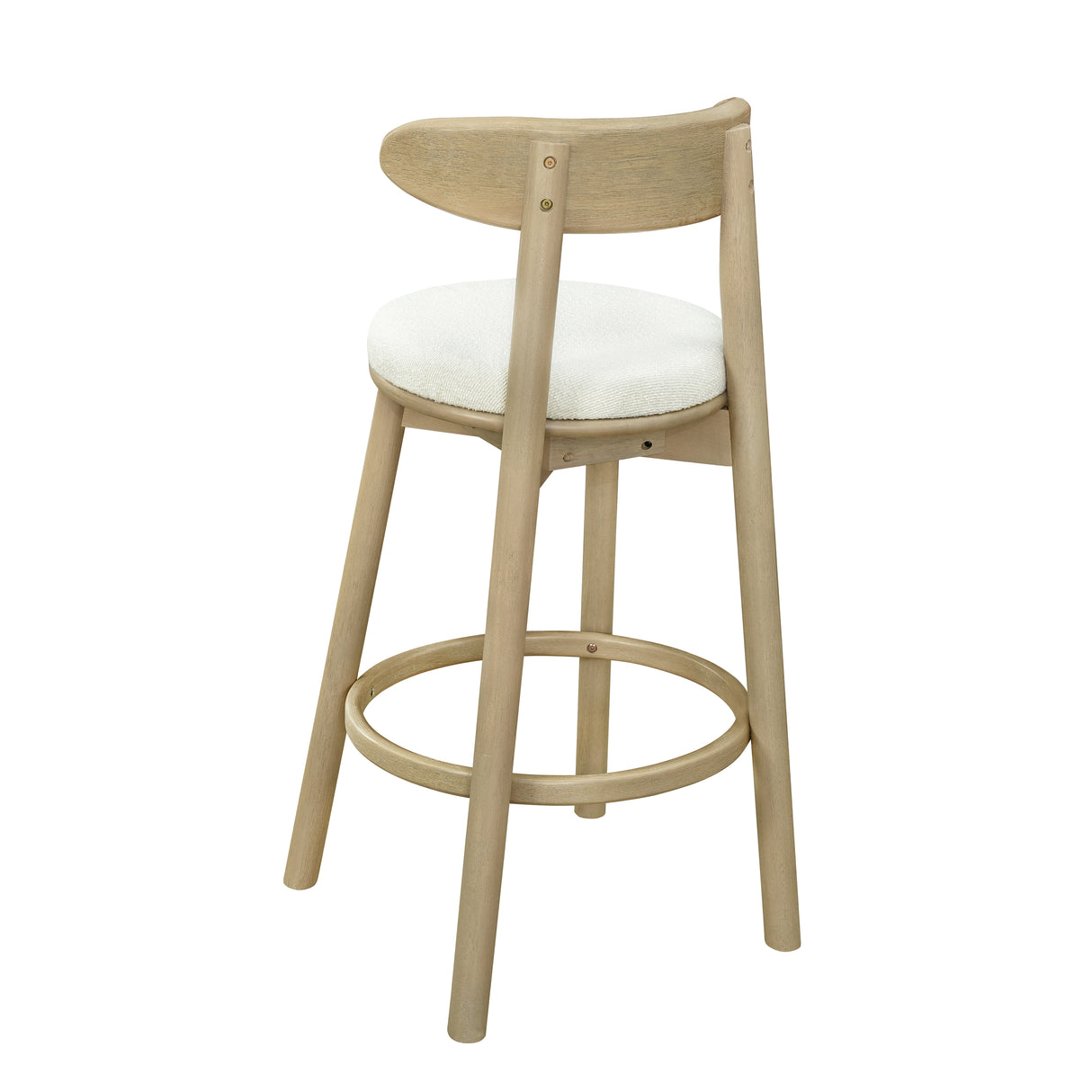 Round Cushion Bar Stools (Natural Ash + Beige)