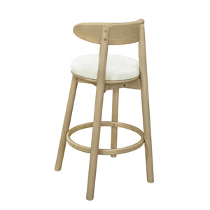 Round Cushion Bar Stools (Natural Ash + Beige)