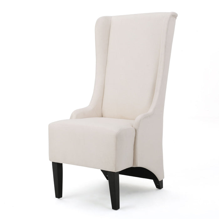 Upholstered Dining Chair Set with High Back and Birch Wood Legs - Blue, Dark Gray, Beige