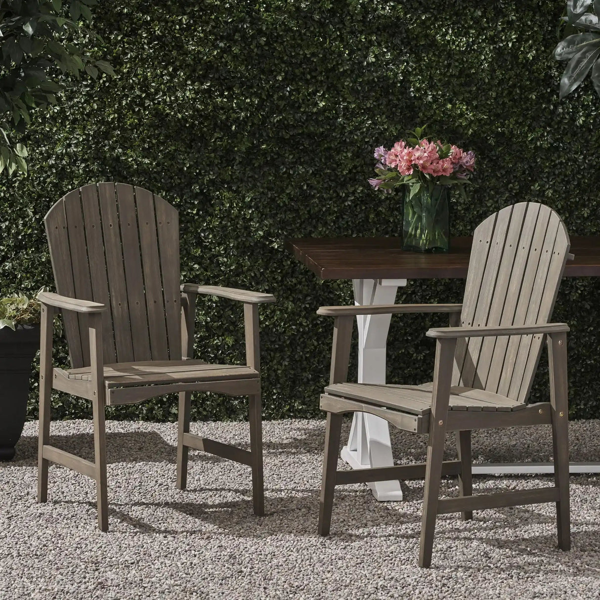 Outdoor Weather Resistant Acacia Wood Adirondack Dining Chairs (Set of 2) - Best Buy Furniture