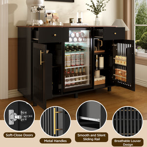 Mid-Century Modern Bar Cabinet with Fridge Space
