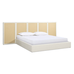 Capri Extended Headboard Cane Platform Bed, Antique