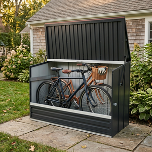 Outdoor Galvanated Steel Storage Shed with Flip Top and Foldable Front Door