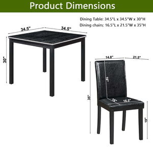 5 Pieces Wooden Dining Table Set, Square Table And 4 Upholstered Chairs