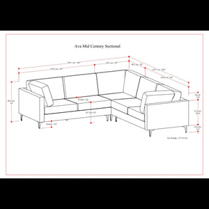 Ava - Mid Century Corner Sectional Sofa Handcrafted