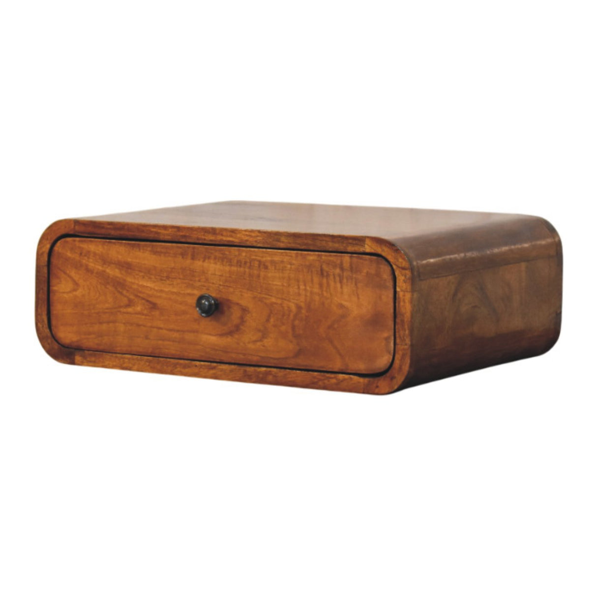 Solid Wood Avora Wall-Mounted Nightstand, 1-Drawer, Honey