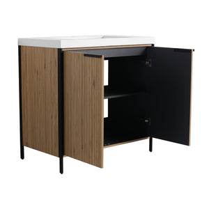Modern Freestanding Bathroom Vanity With Resin Sink & Soft Close Cabinet Doors