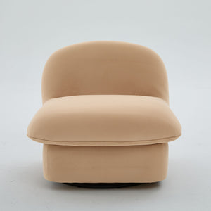 Pumpkin Shaped Swivel Accent Chair, 360 Degree Rotation For Living Room