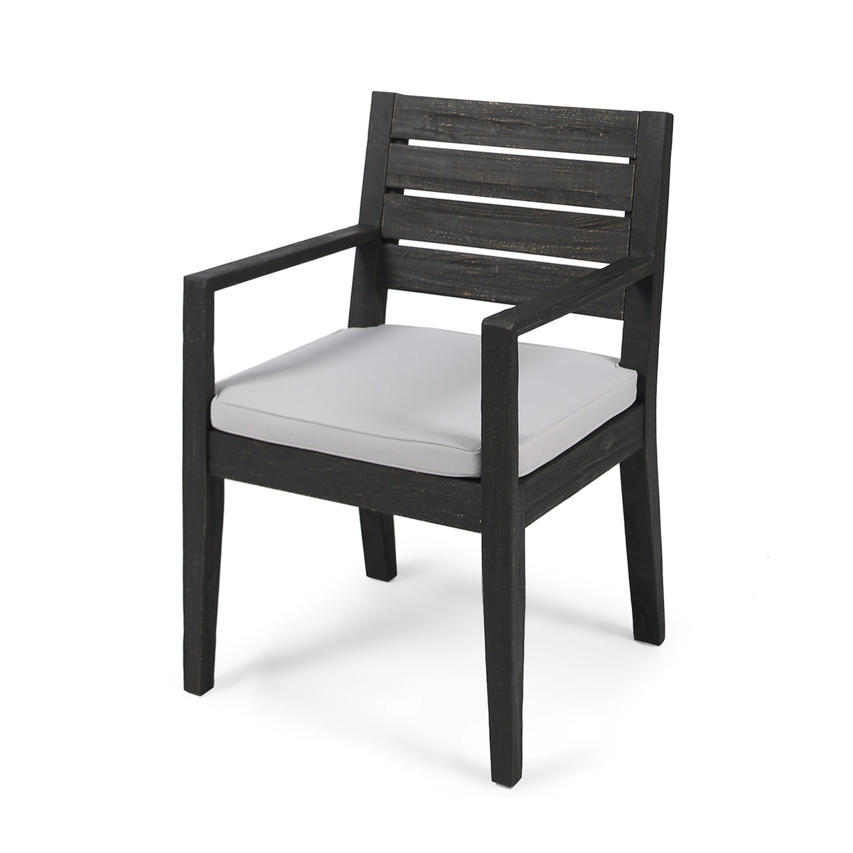 Outdoor Dining Chair Set of 2 with Curved Acacia Wood Arms