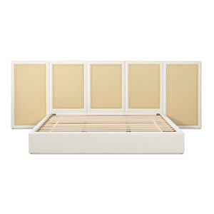 Capri Extended Headboard Cane Platform Bed, Antique