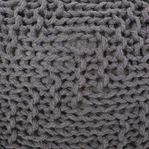Hazel - Modern Knitted Cotton Yarn Round Pouf With Eco Friendly Pet Fibers - Dark Gray
