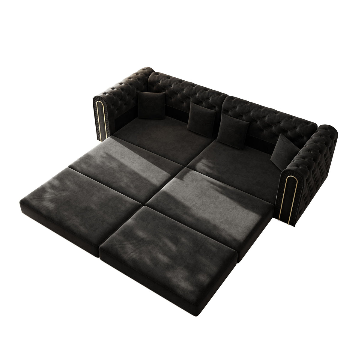 3-In-1 Convertible Sleeper Sofa With Movable Ottoman For Living Room