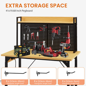 48" Adjustable Workbench with Pegboard