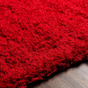 Siari Solid Red Shag Area Rug - Clearance