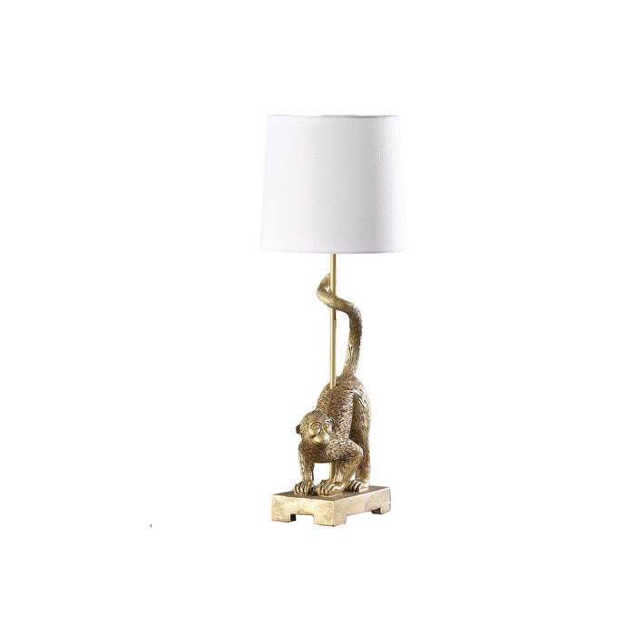 California Home 24-Inch Old World Gold Capuchin Monkey Table Lamp with Cotton/Linen Shade