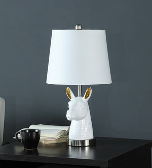 California Home Silver Brush Nickel Table Lamp with White Llama Bust - view 2