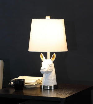 California Home Silver Brush Nickel Table Lamp with White Llama Bust - view 3