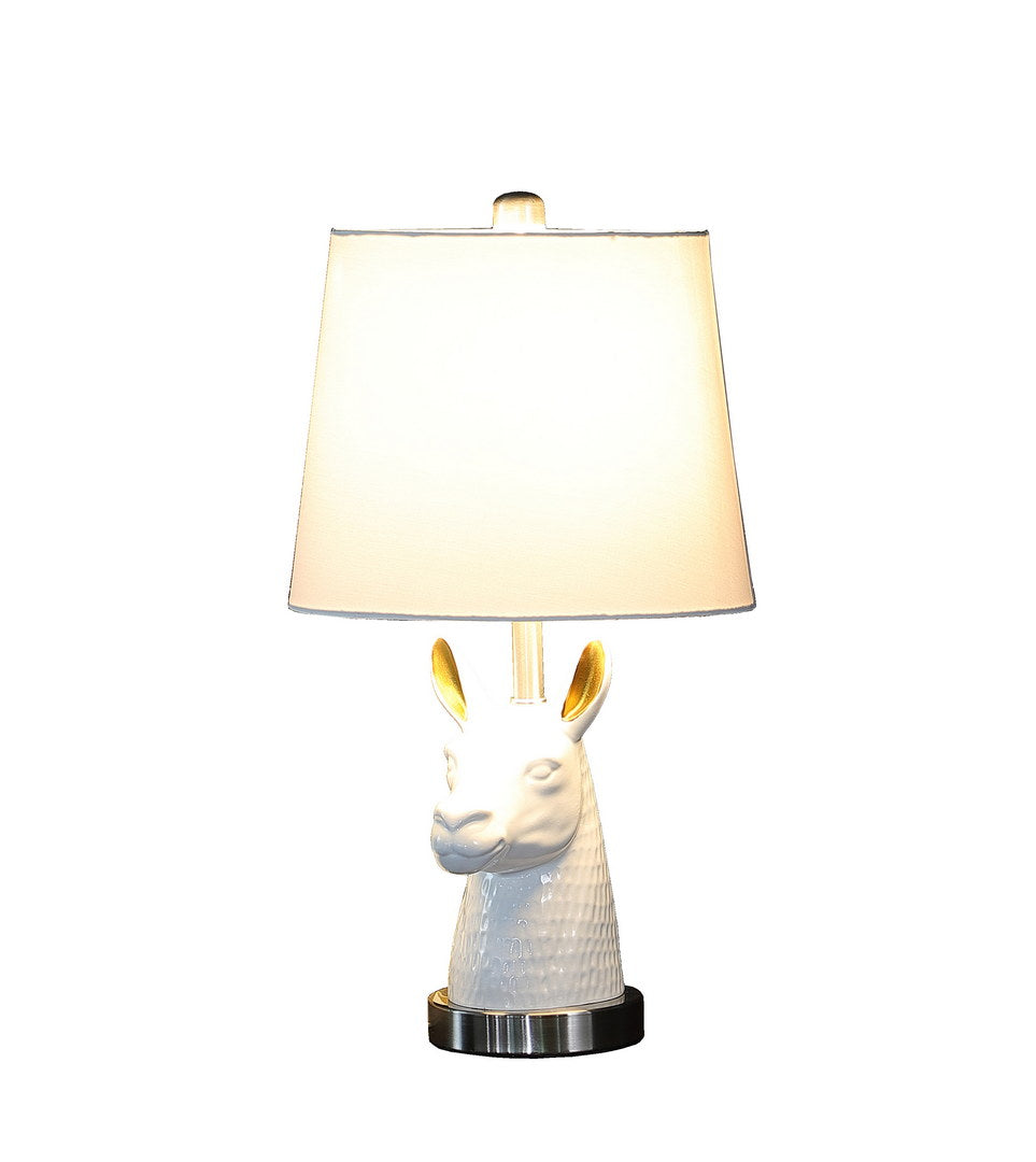 California Home Silver Brush Nickel Table Lamp with White Llama Bust - view 4