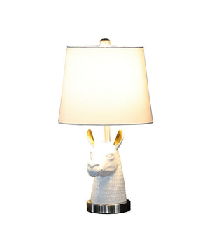 California Home Silver Brush Nickel Table Lamp with White Llama Bust - view 4