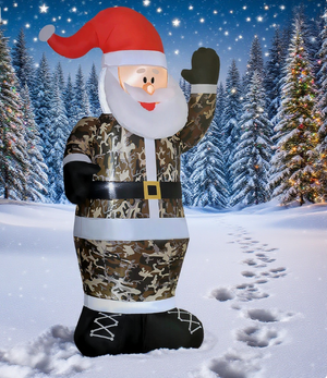 Camouflage Santa Claus Inflatable Christmas Decoration with LED Lights - view 2