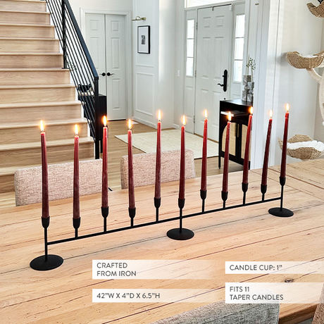 41 Inch Matte Black 11-Taper Candle Holder