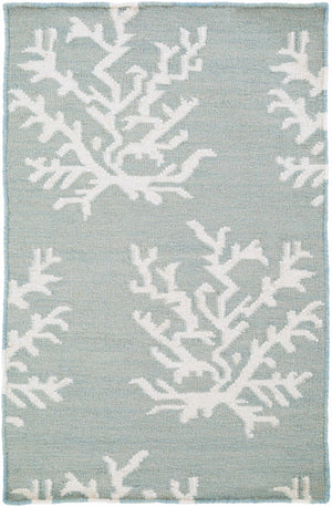 Carversville Ice Blue Botanical Wool Rug - Clearance