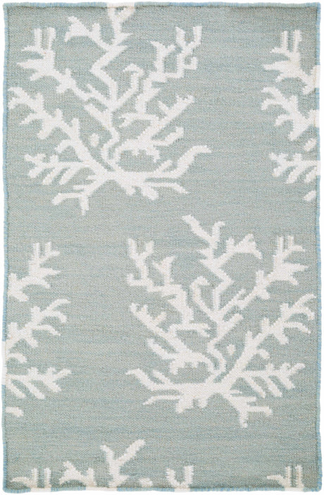 Carversville Ice Blue Botanical Wool Rug - Clearance