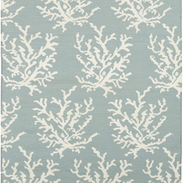 Carversville Ice Blue Botanical Wool Rug - Clearance
