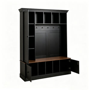 Vibe Haus 62.2'' Farmhouse Hall Tree with Shoe Storage Bench