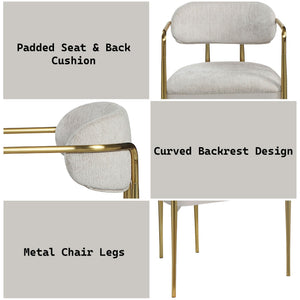 Zayn Arm Chair (Set of 2) - Beige / Gold