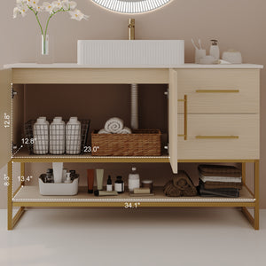 36" Modern Bathroom Vanity with Ceramic Vessel Sink