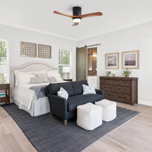 Ceiling Fan With Light, Dimmable 3 Color LED, Silent Matte Black