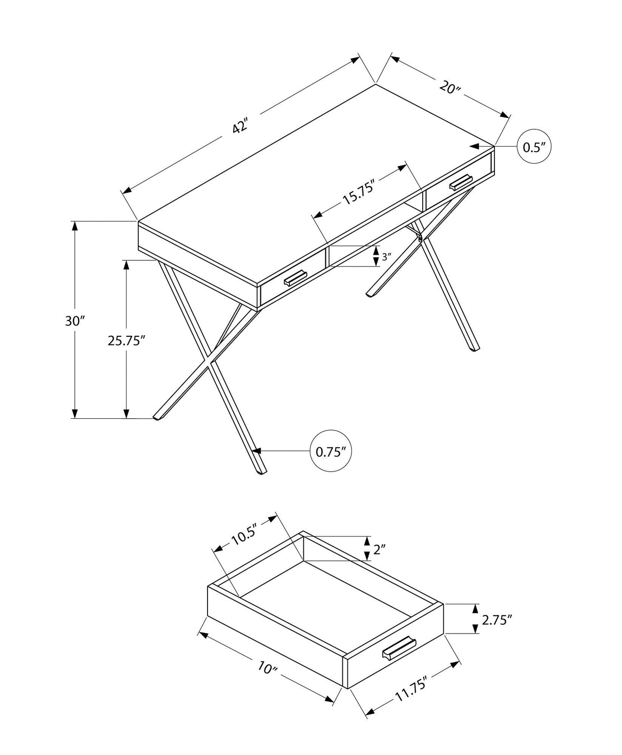 Computer Desk, Home Office, Laptop, Left / Right Set-Up, Storage Drawers, Work, Contemporary, Modern - Best Buy Furniture