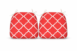 Plaid Outdoor Chair Cushions with Straps - Set of 4