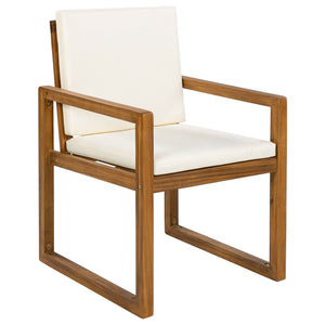 5 Piece Outdoor Patio Dining Set With 4 Armchairs And Table - Beige
