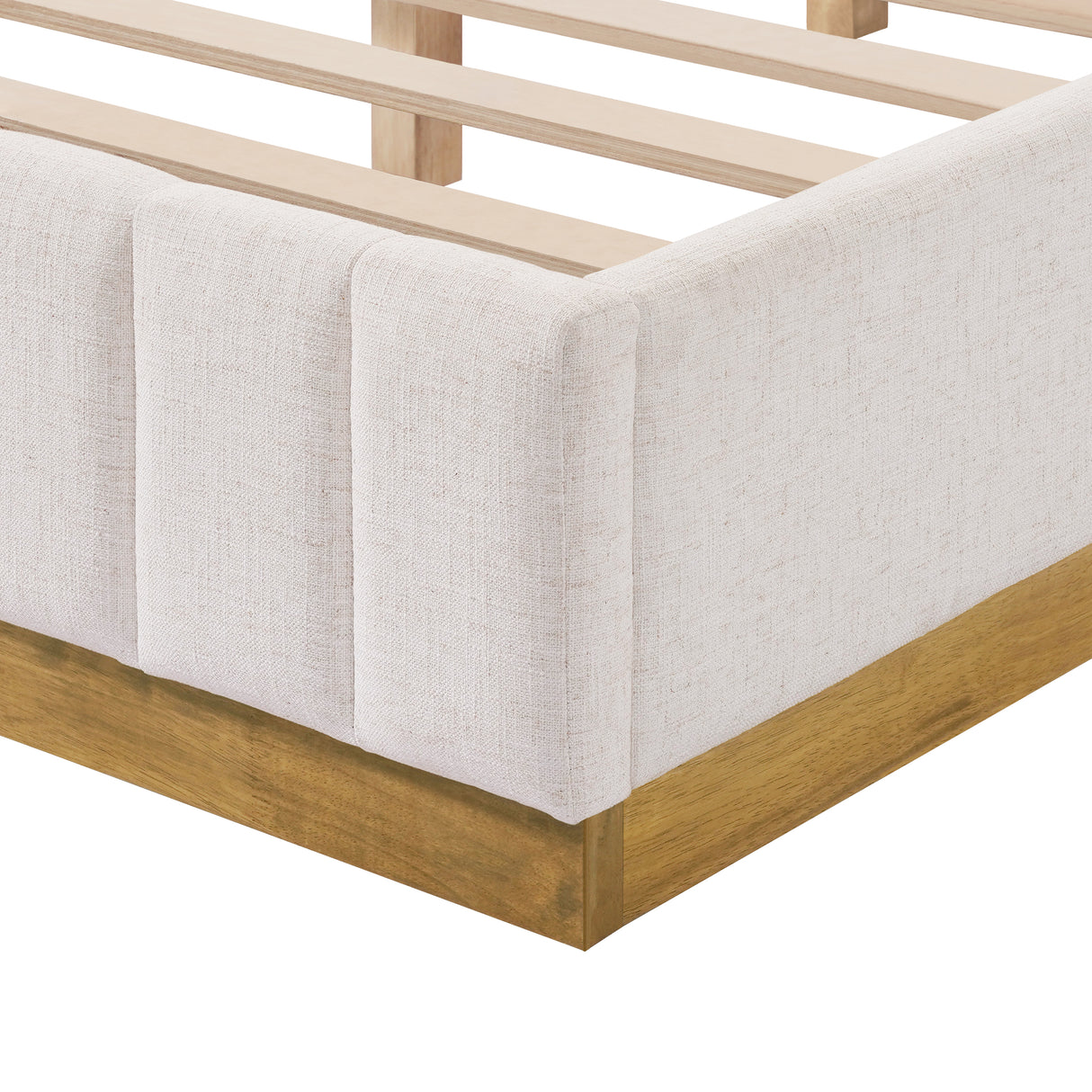 Queen Size Bed Frame With Linen Upholstery