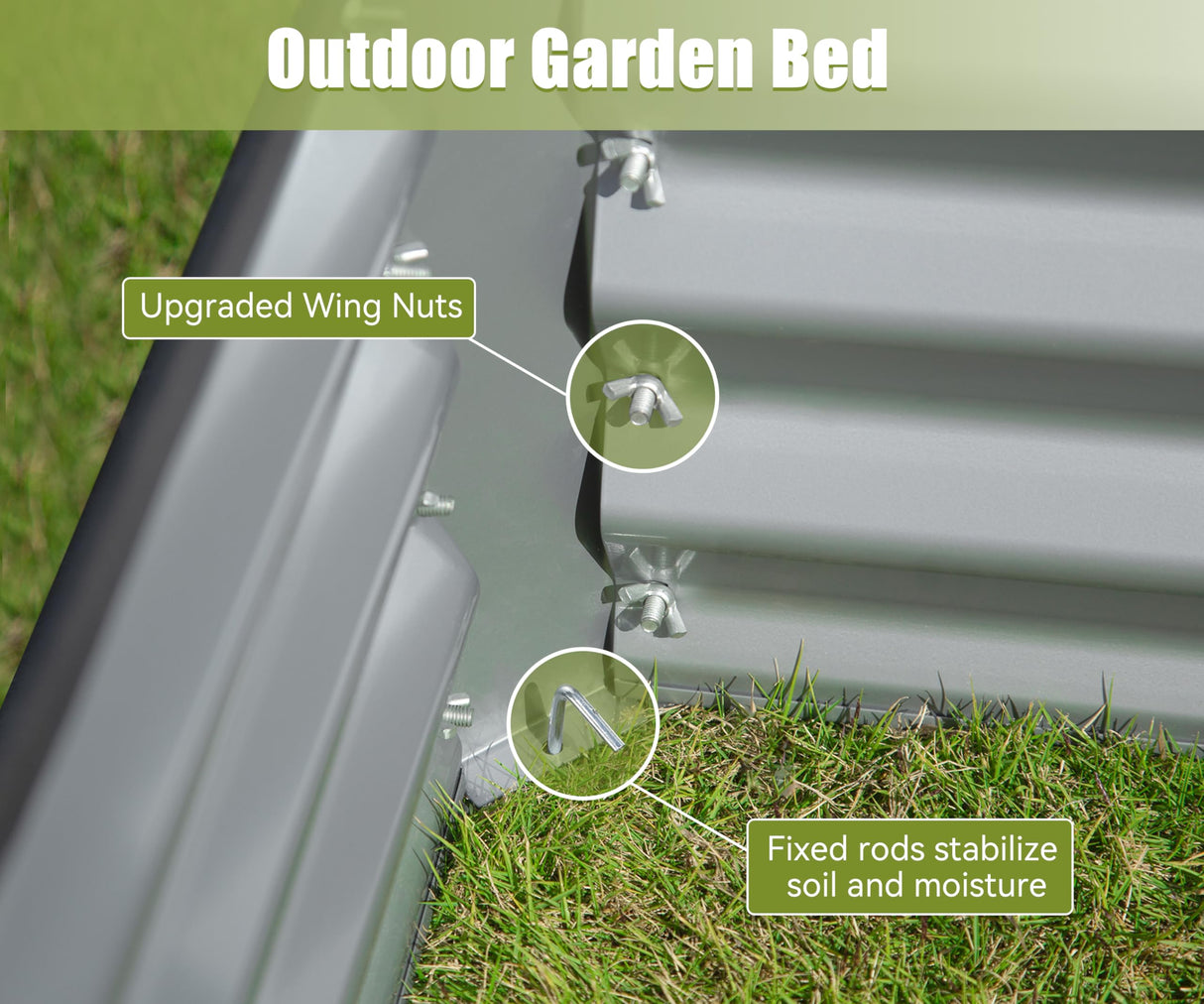 6x3x1ft Galvanized Raised Garden Bed