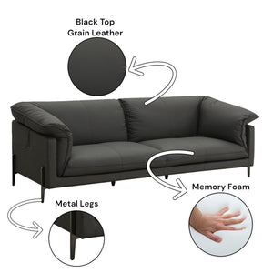 Tadi - Top Grain Leather Sofa - Black - Best Buy Furniture